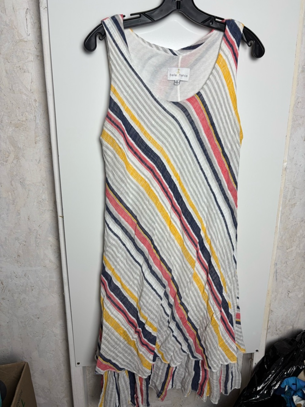 Belle France cotton blend gauze striped dress sz XL